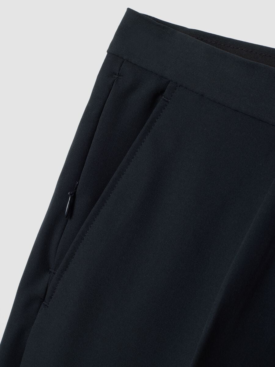 Pantaloni formali blu in twill di viscosa elasticizzata slim fit_5