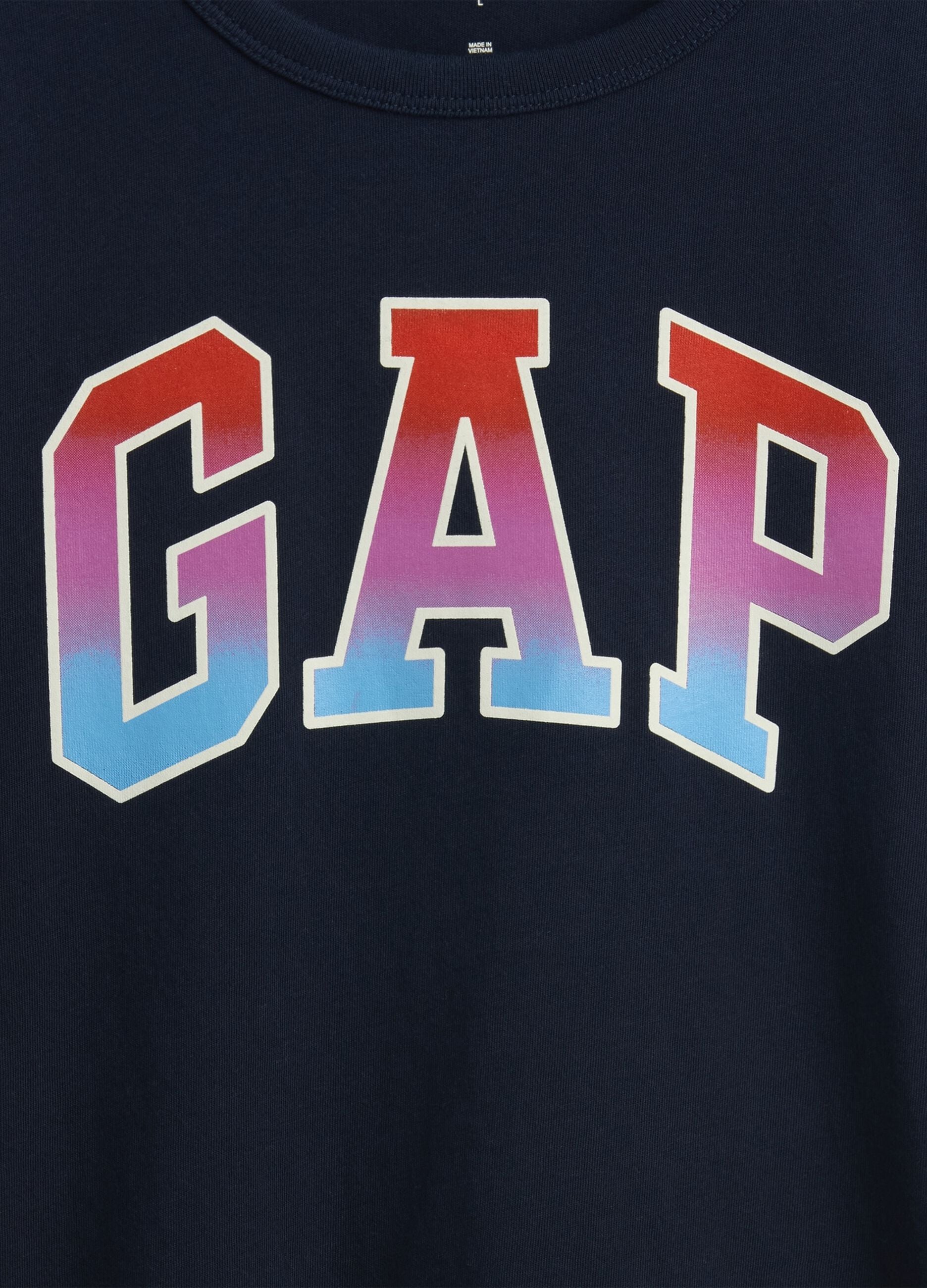 Blue pure cotton kids' T-shirt regular fit with logo
