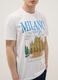 White pure cotton T-shirt with front print, regular fit_2