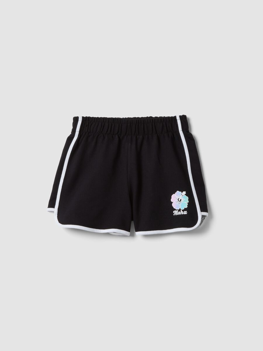 Black cotton-blend shorts with elasticated waist_3