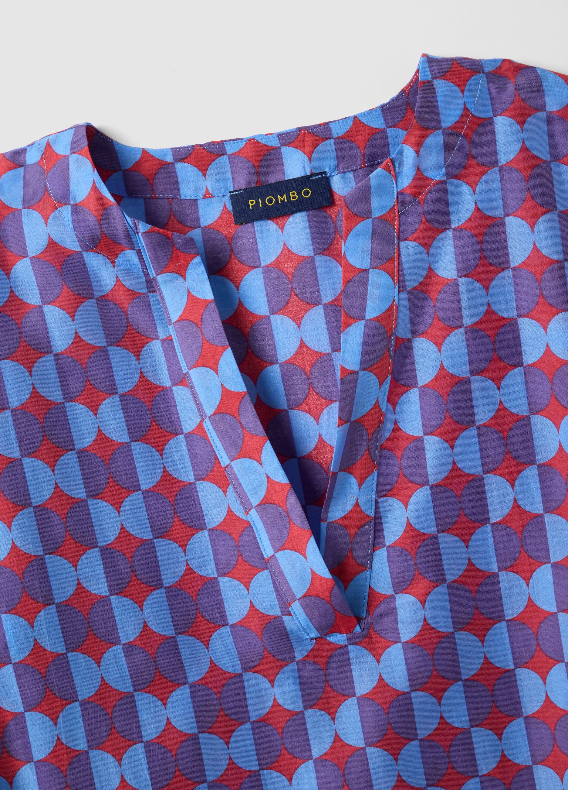 Multicolour Lyocell blend shirt, regular fit, deep V