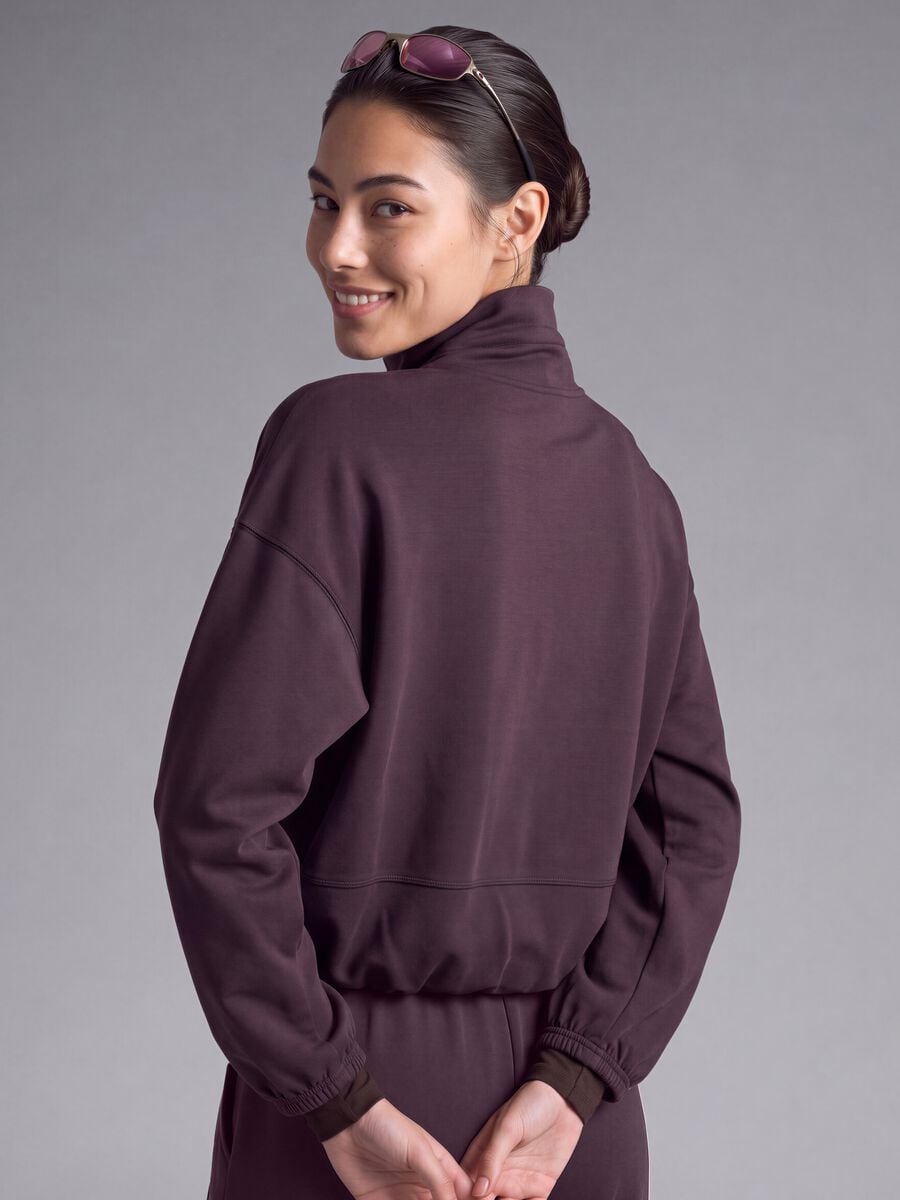 Cropped purple full-zip soft-touch jacket with stand-up collar ALTAVIA STUDIO_3