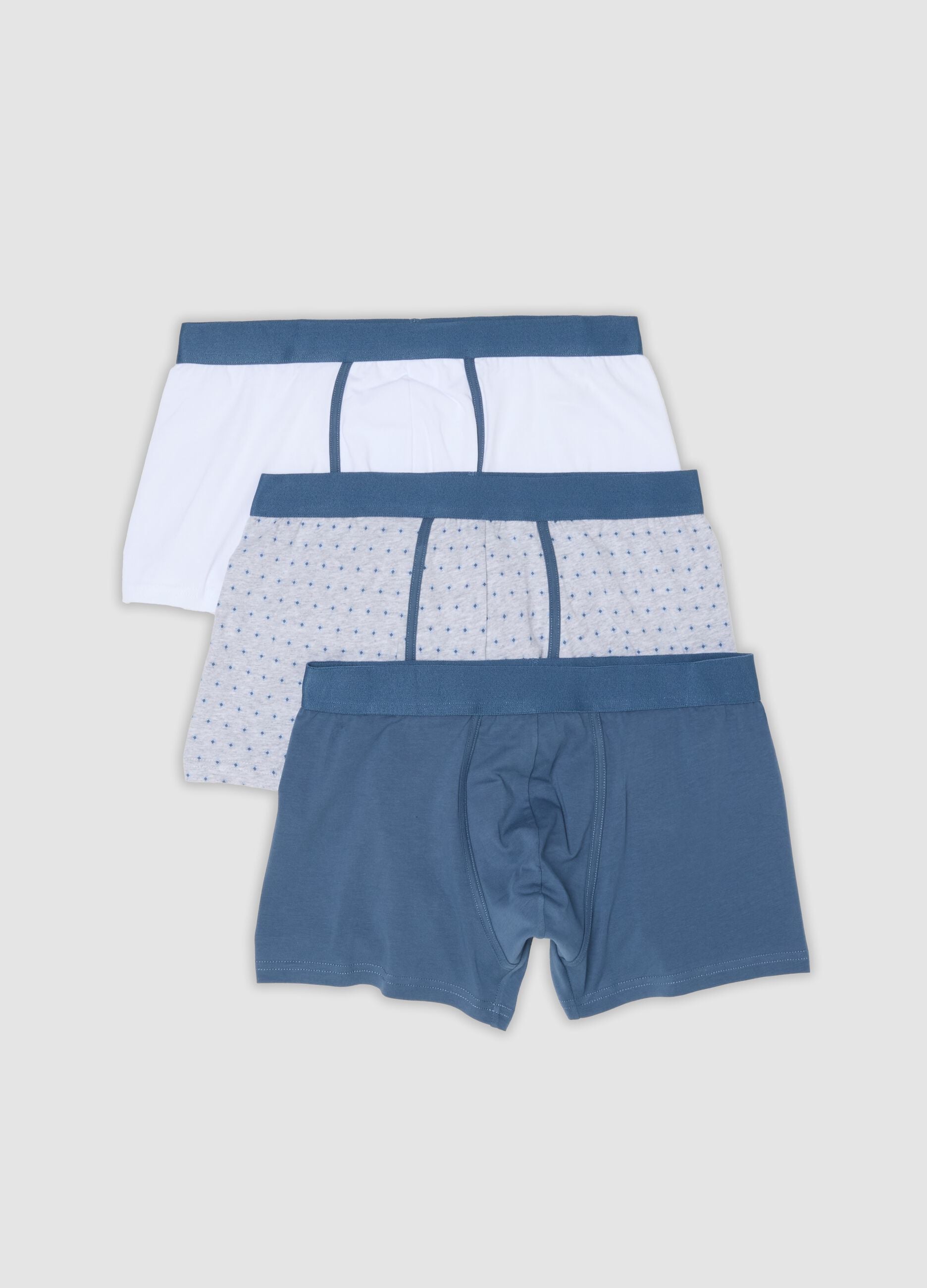 Three-pack of grey polka-dot organic stretch cotton boxers