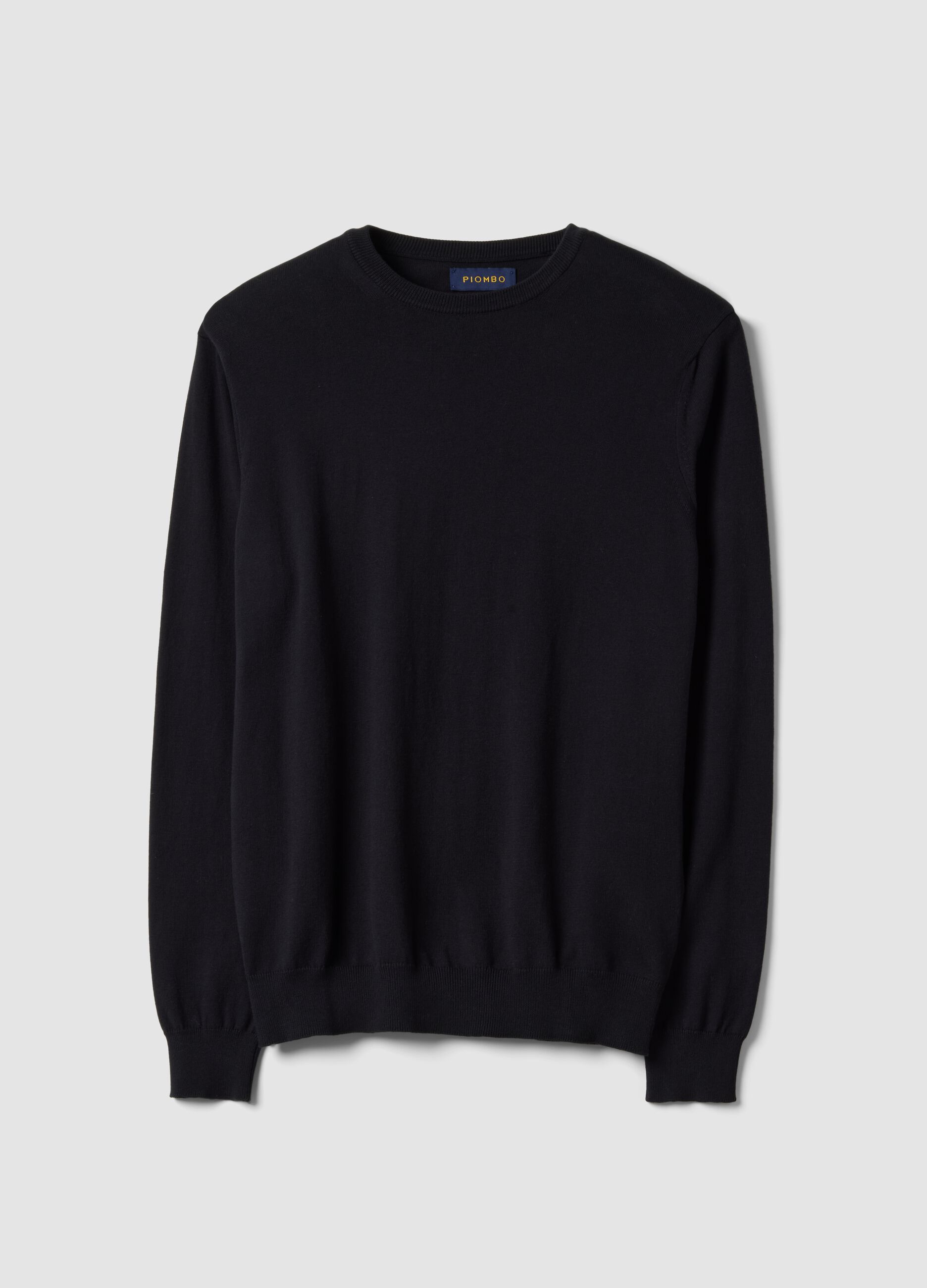 Black sweater in pure cotton