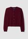 Red pure wool crew-neck cardigan_0