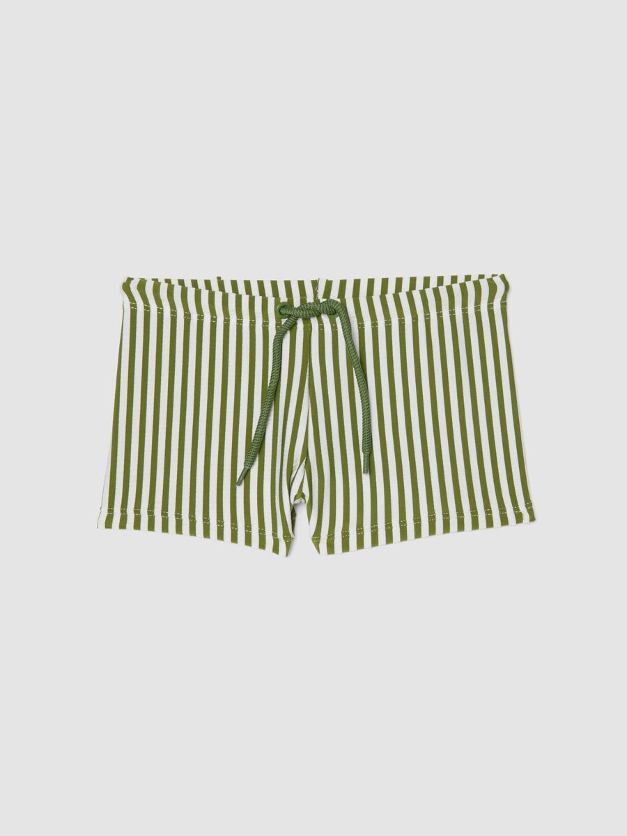 Green and white stretch boxer swim shorts_0