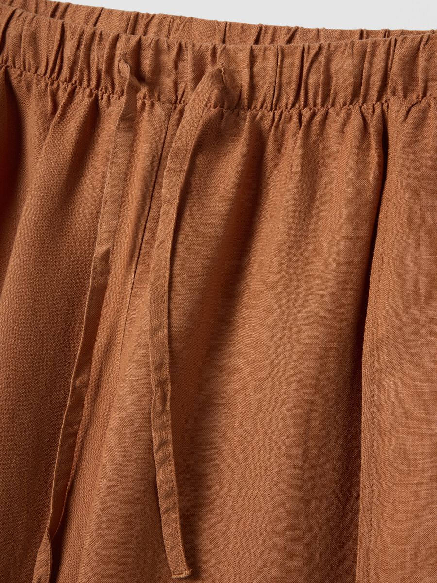 Brown wide-leg linen and viscose-blend trousers_5