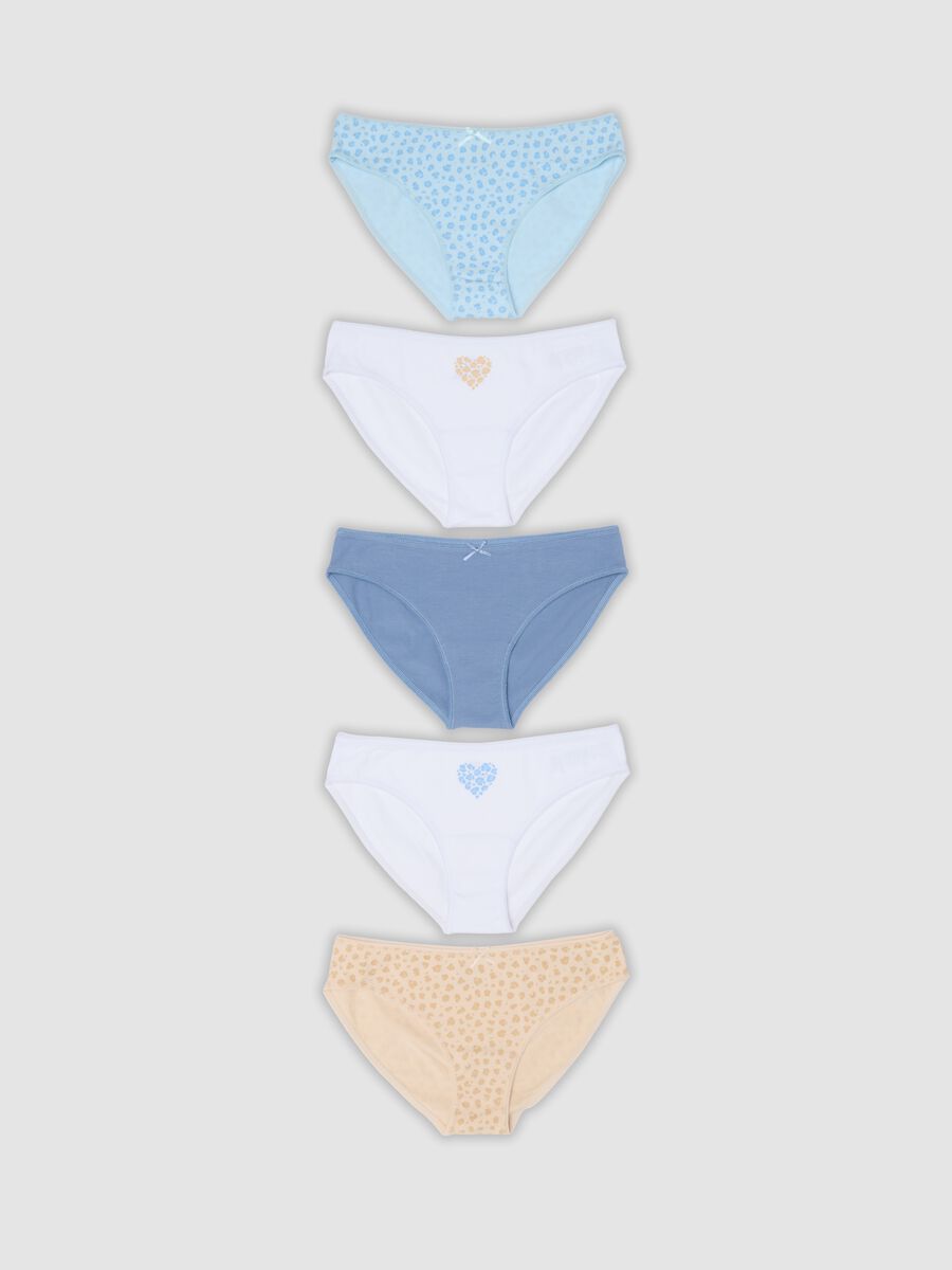 Pack of five multicoloured girls&rsquo; organic cotton jersey briefs_0