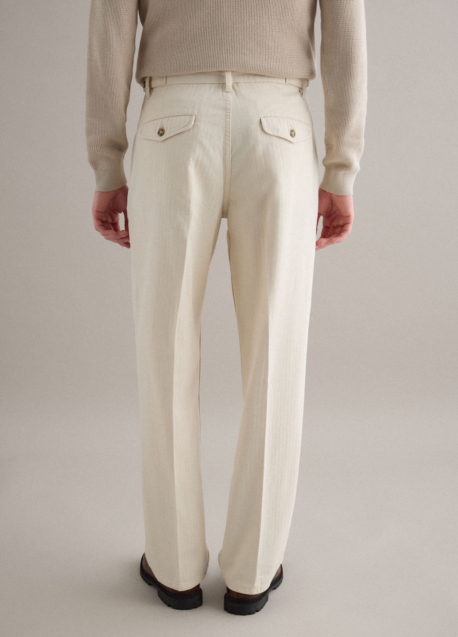 Beige Regular Fit Cotton Chinos