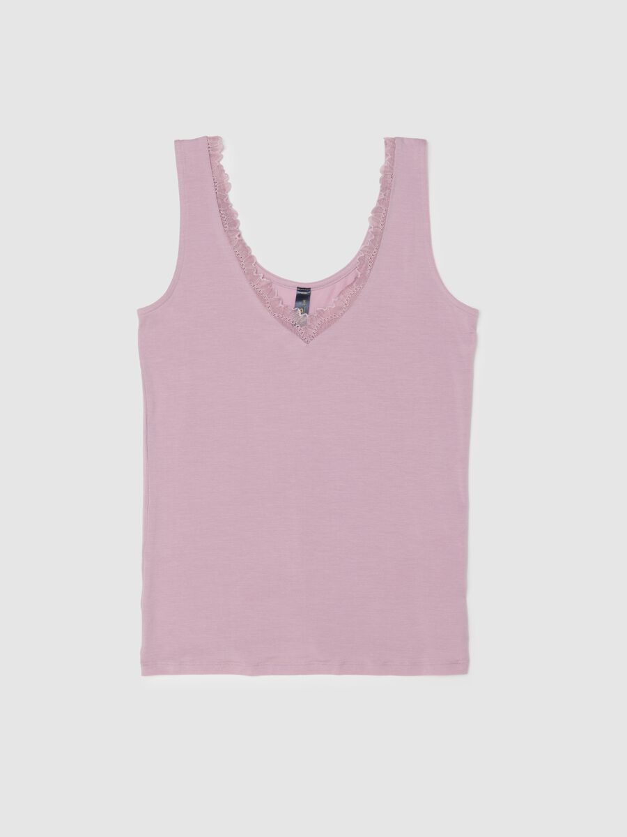 Pink regular fit vest with lace_4