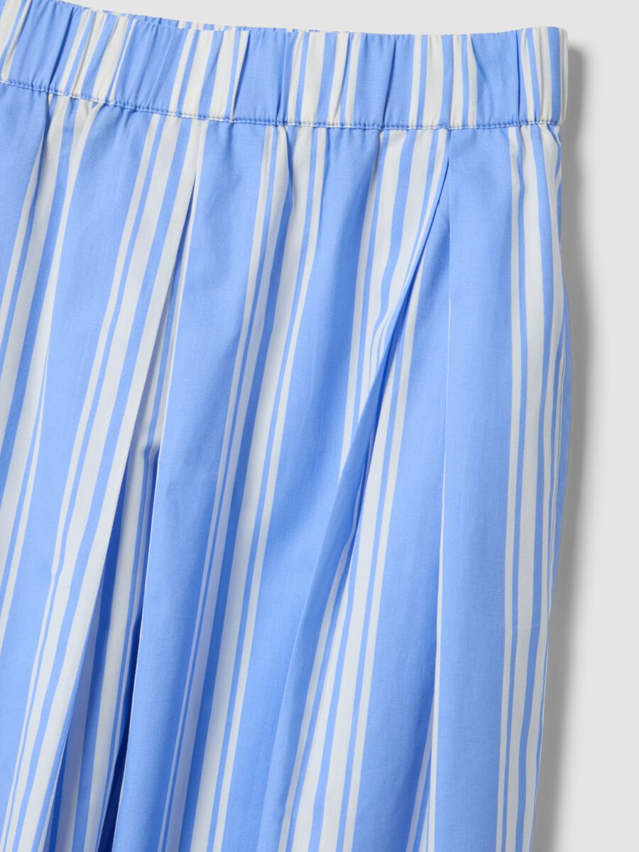 Blue striped pure cotton midi skirt_5