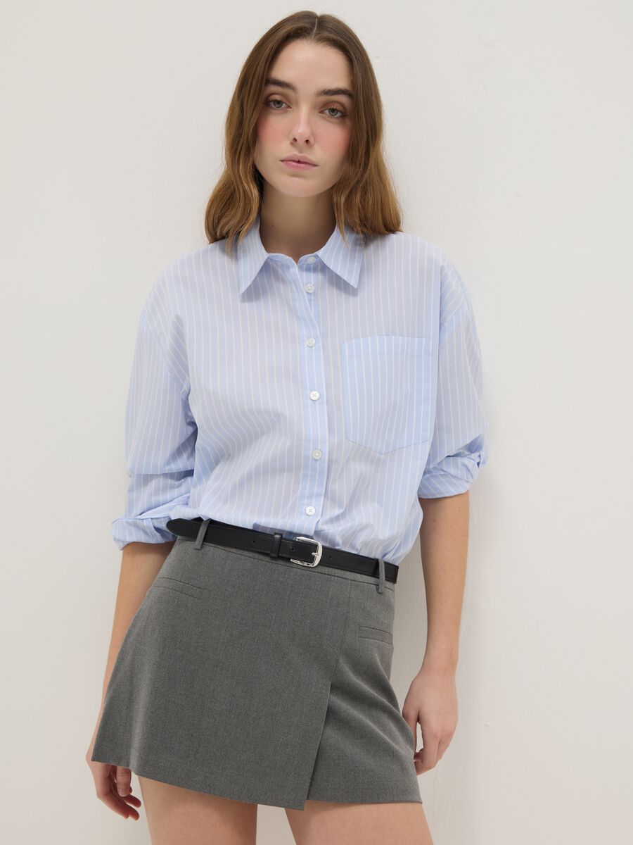 Grey Regular Fit Mini Skirt with Belt_4