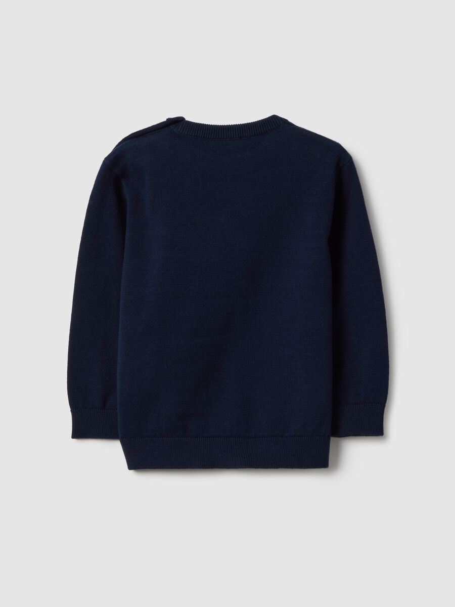 Maglia in puro cotone blu regular fit con bottoni per bimbo_1