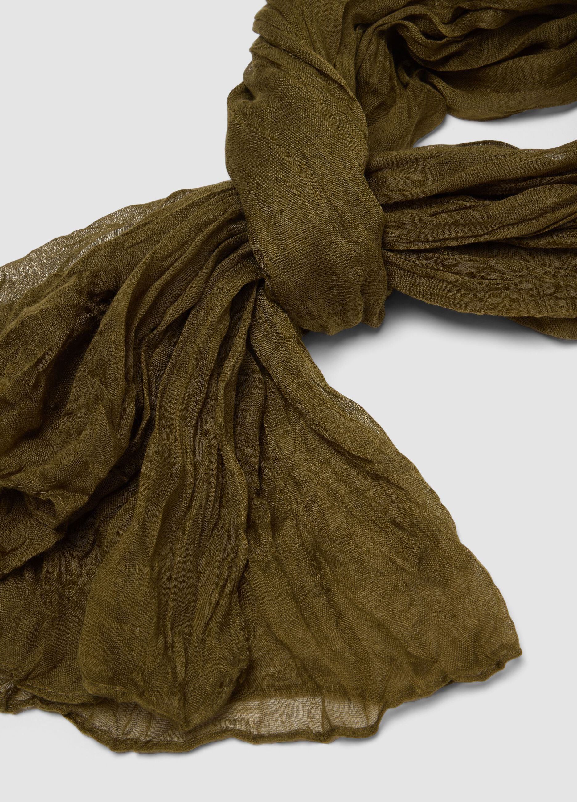 Green semi-sheer crinkle-effect scarf