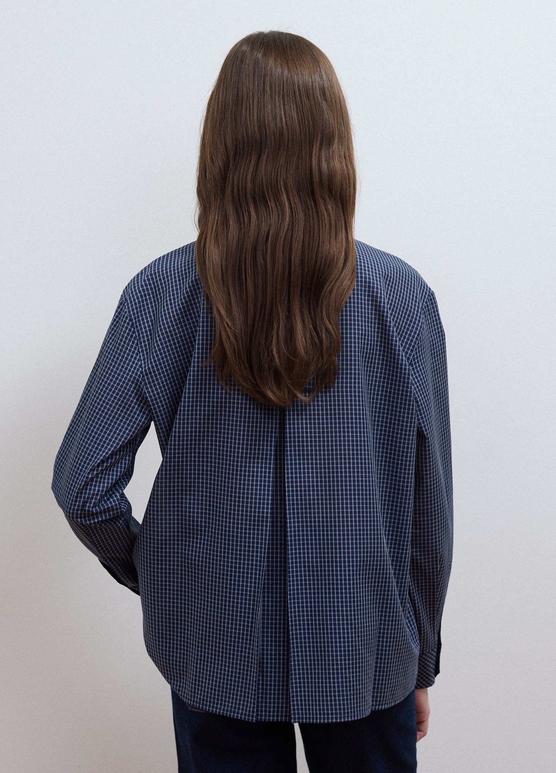 Blue checked regular-fit cotton and lyocell blend shirt