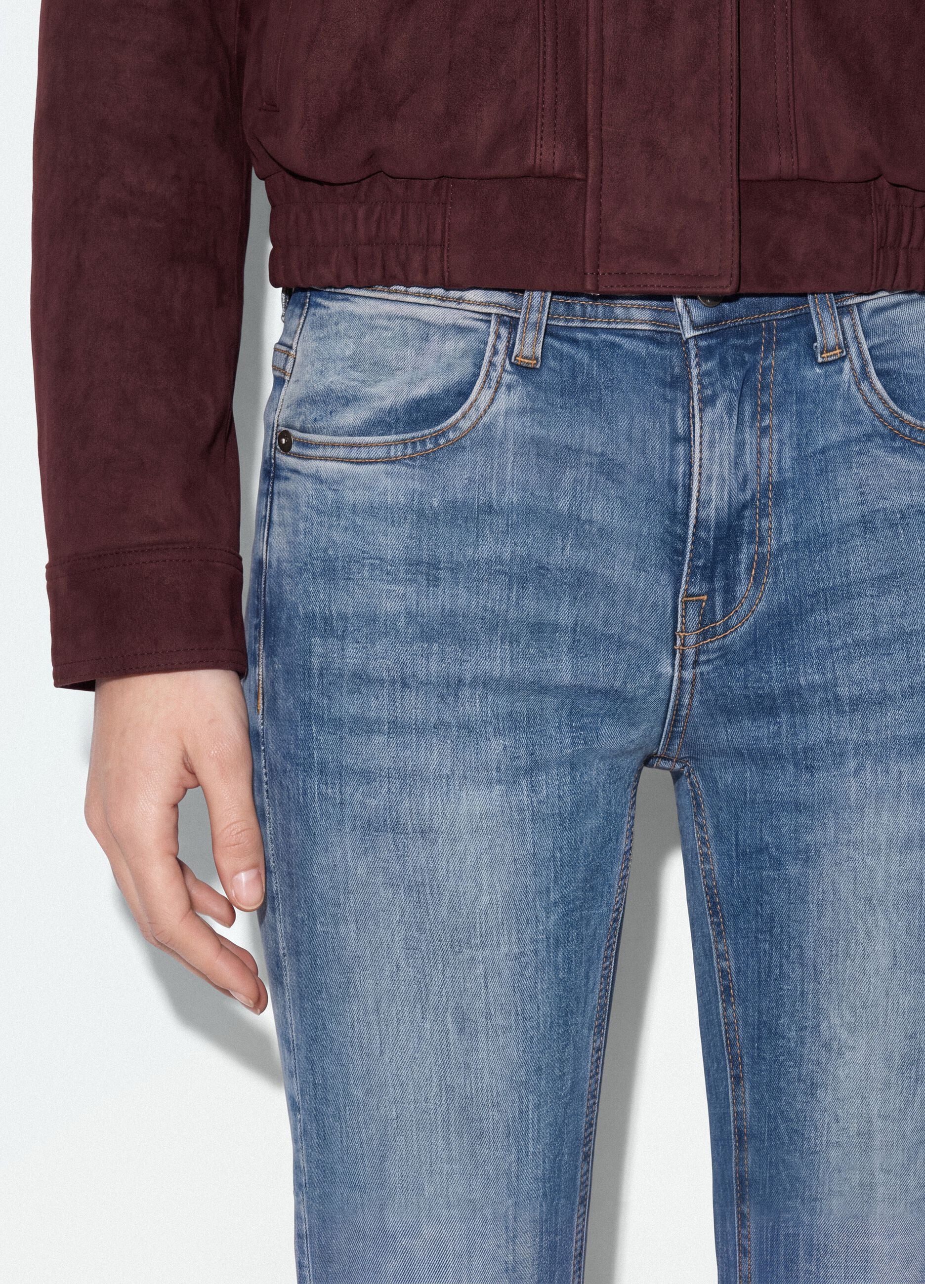 Blue stretch cotton flare jeans