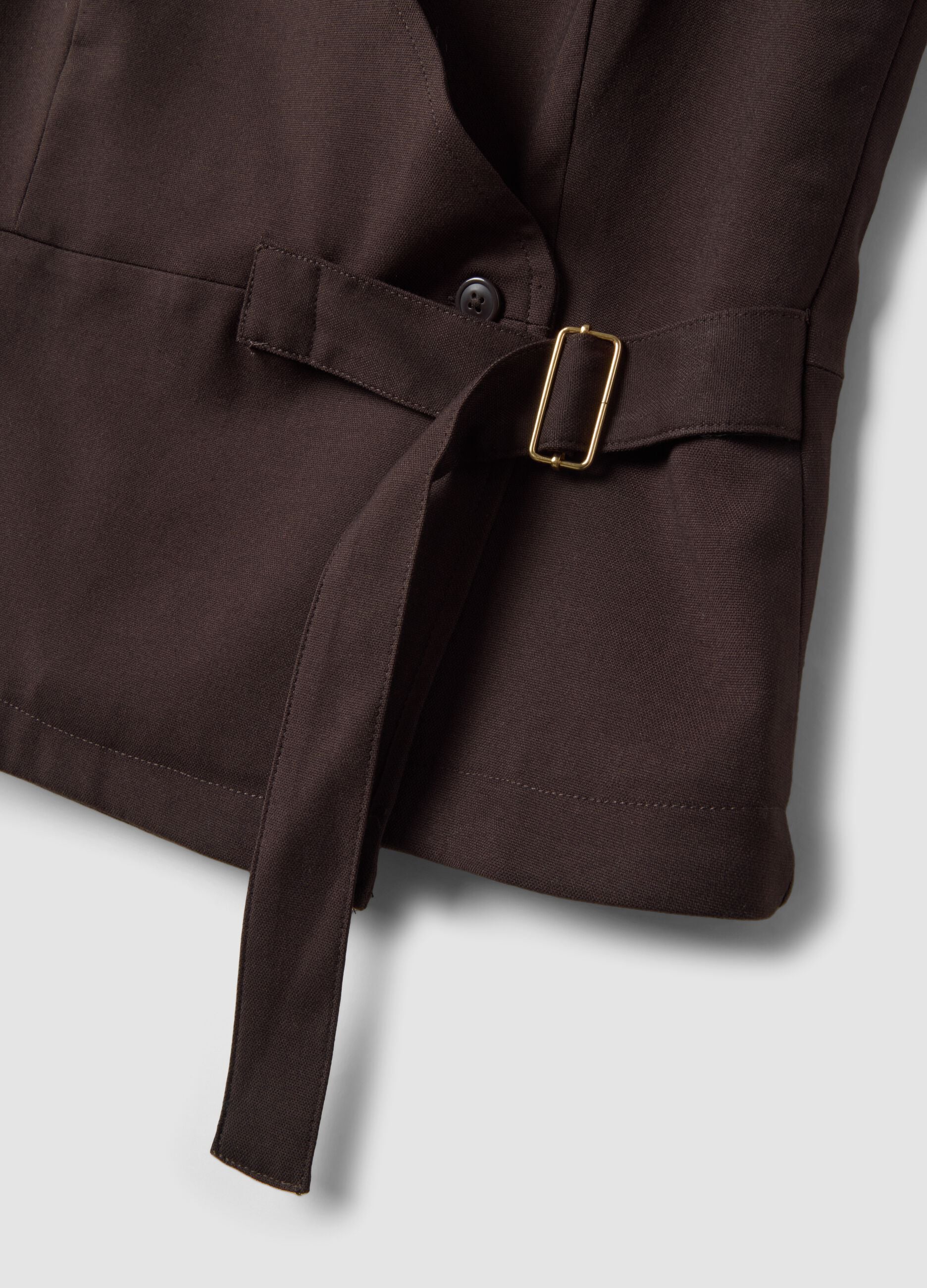 Brown stretch viscose waistcoat with belt