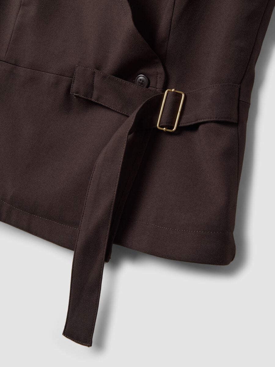 Brown stretch viscose waistcoat with belt_1