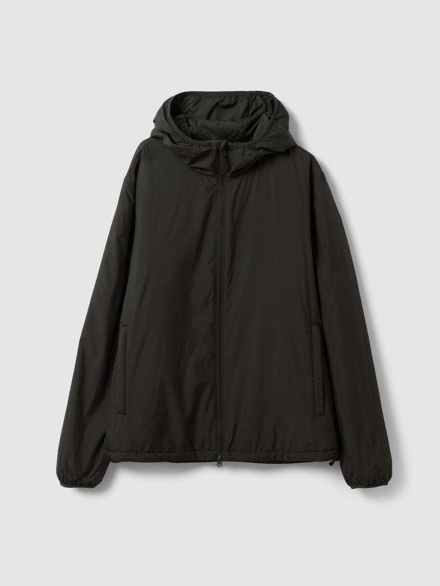 Military green hooded jacket with zip_0
