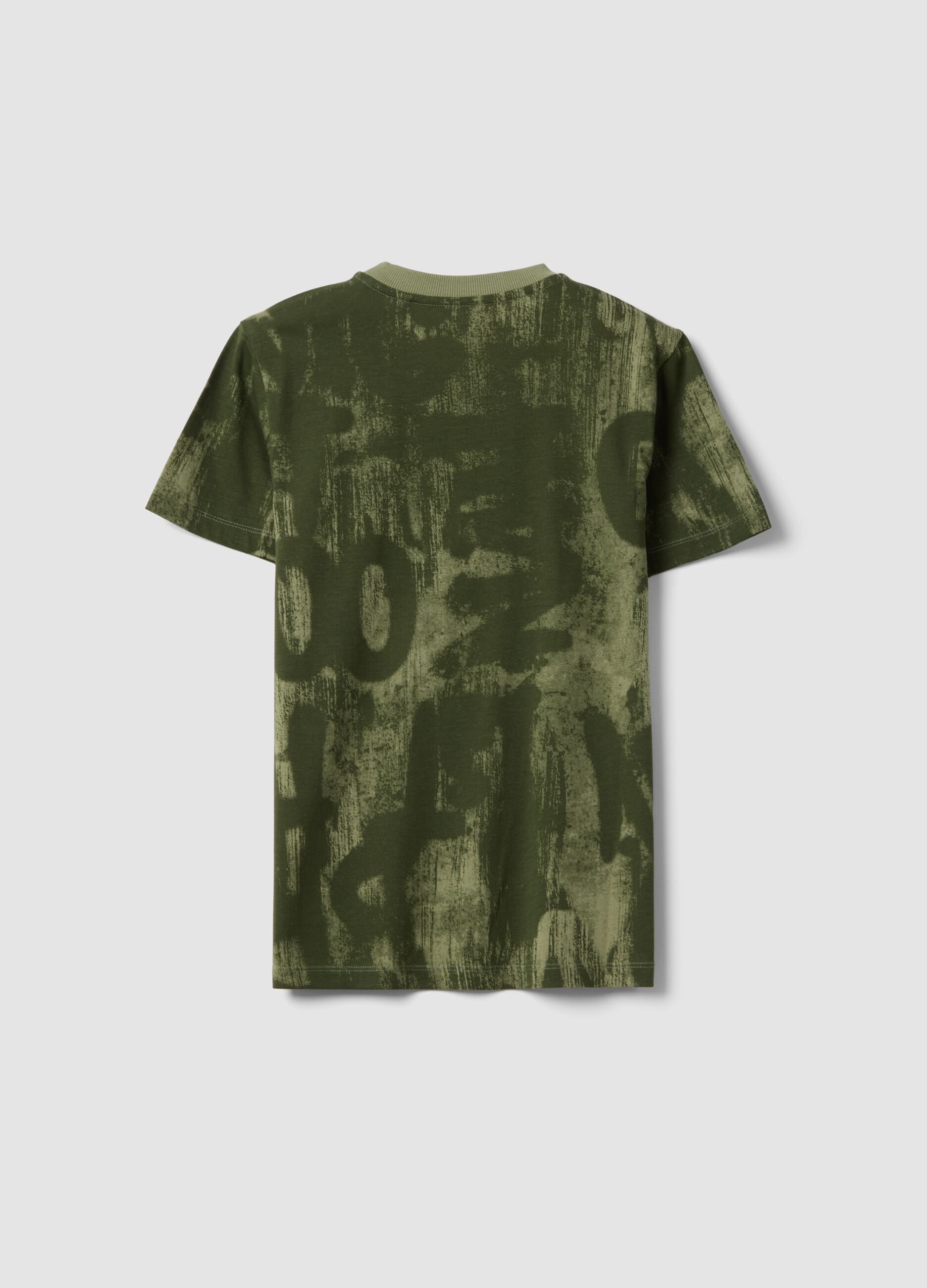 Boys' Green Pure Cotton Regular Fit T-Shirt with Prints