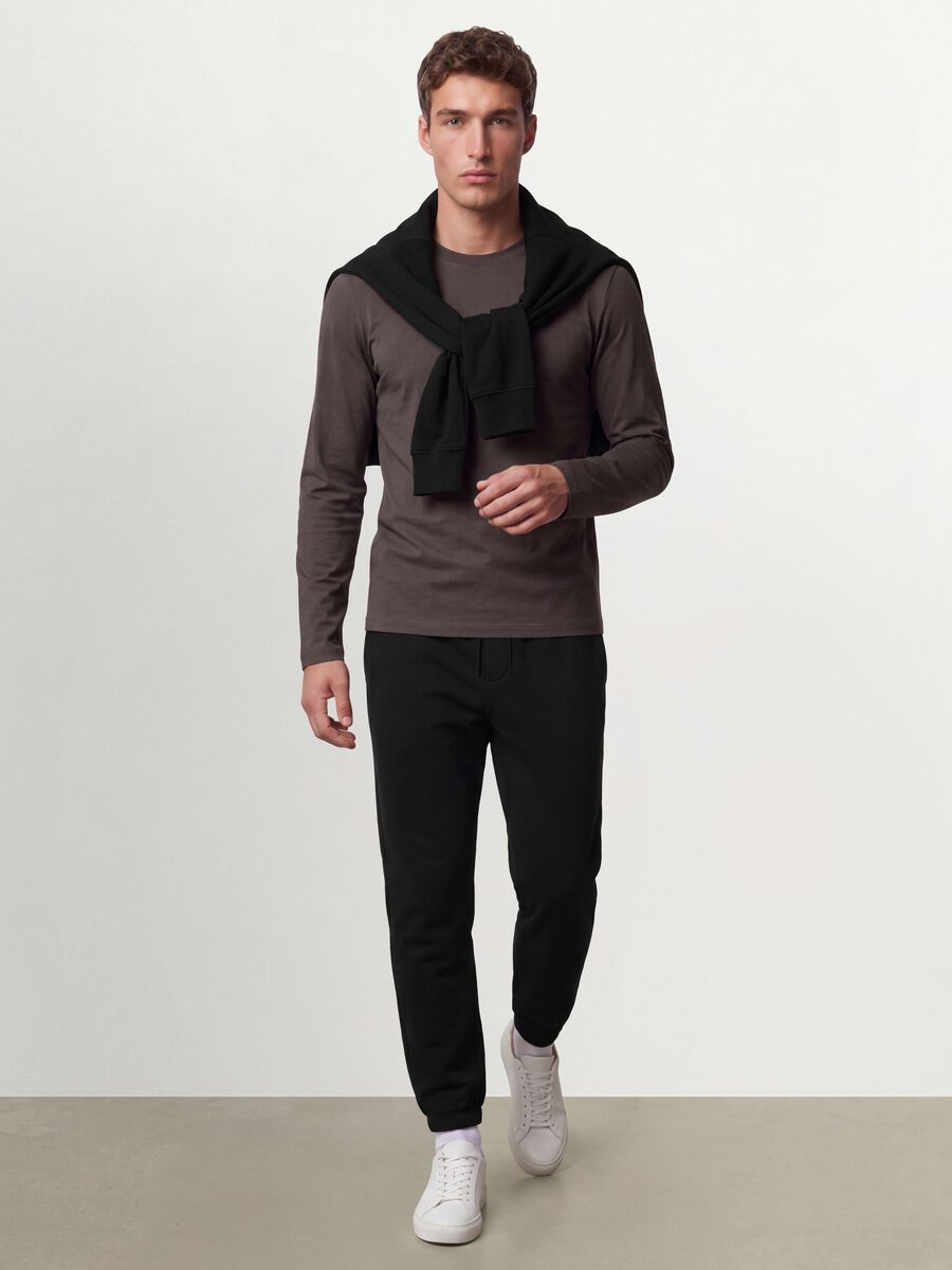 Men&rsquo;s grey long-sleeve T-shirt in 100% organic cotton with crew neck_1