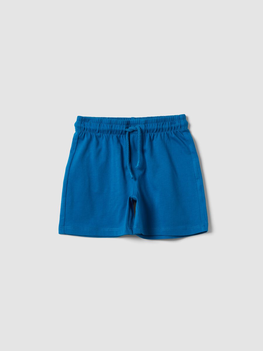 Blue pure organic cotton shorts with elasticated waist for baby boys, regular fit_0