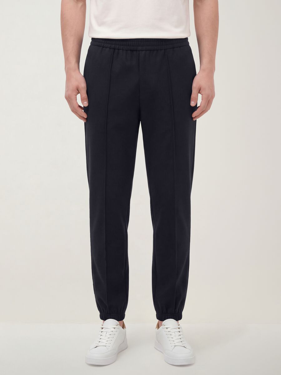 Navy blue relaxed-fit stretch joggers_1