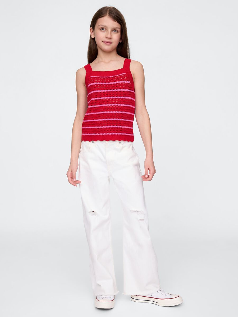 Top in cotone con lavorazione crochet a righe_2