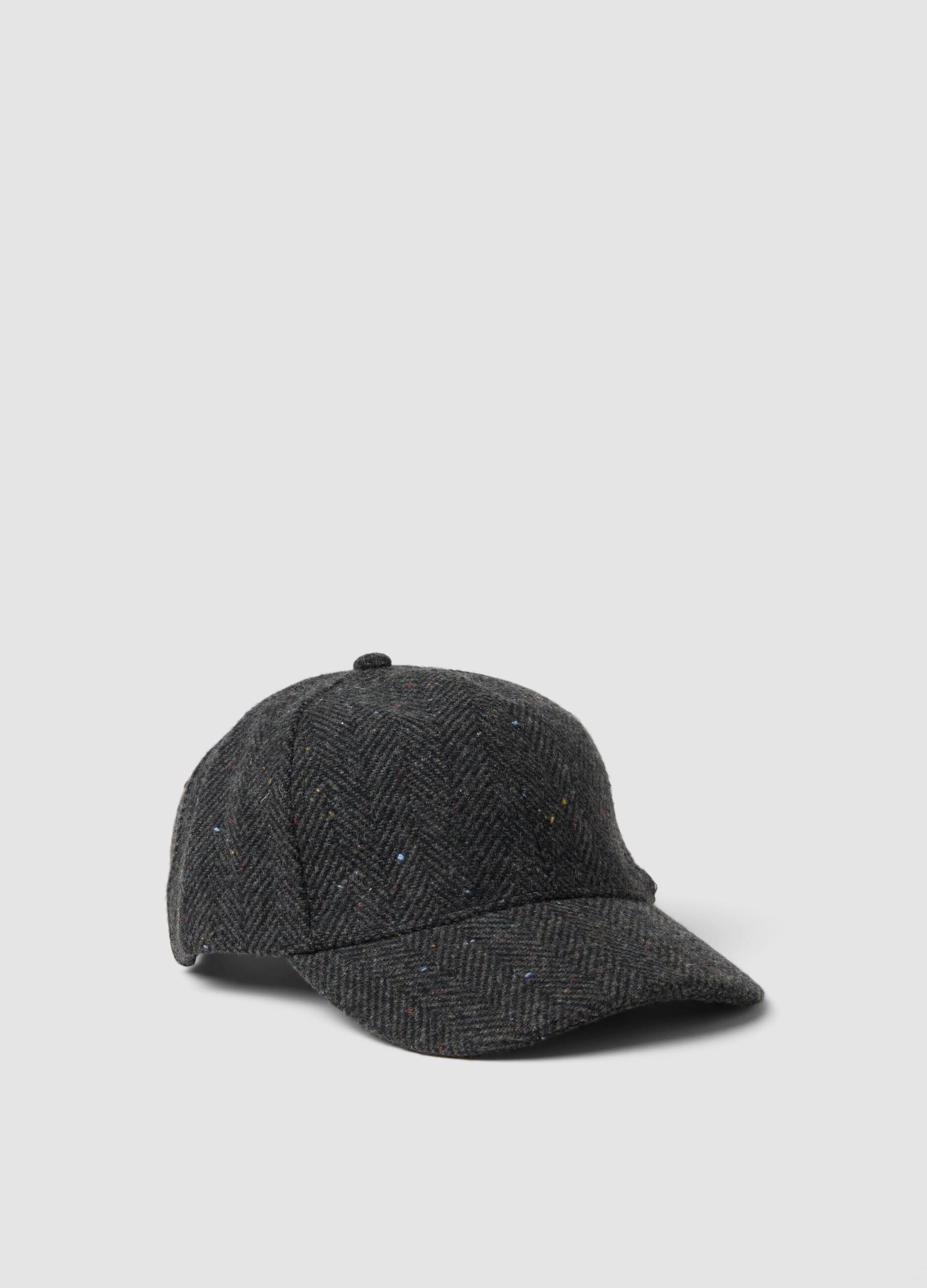 Grey wool and viscose blend baseball cap
