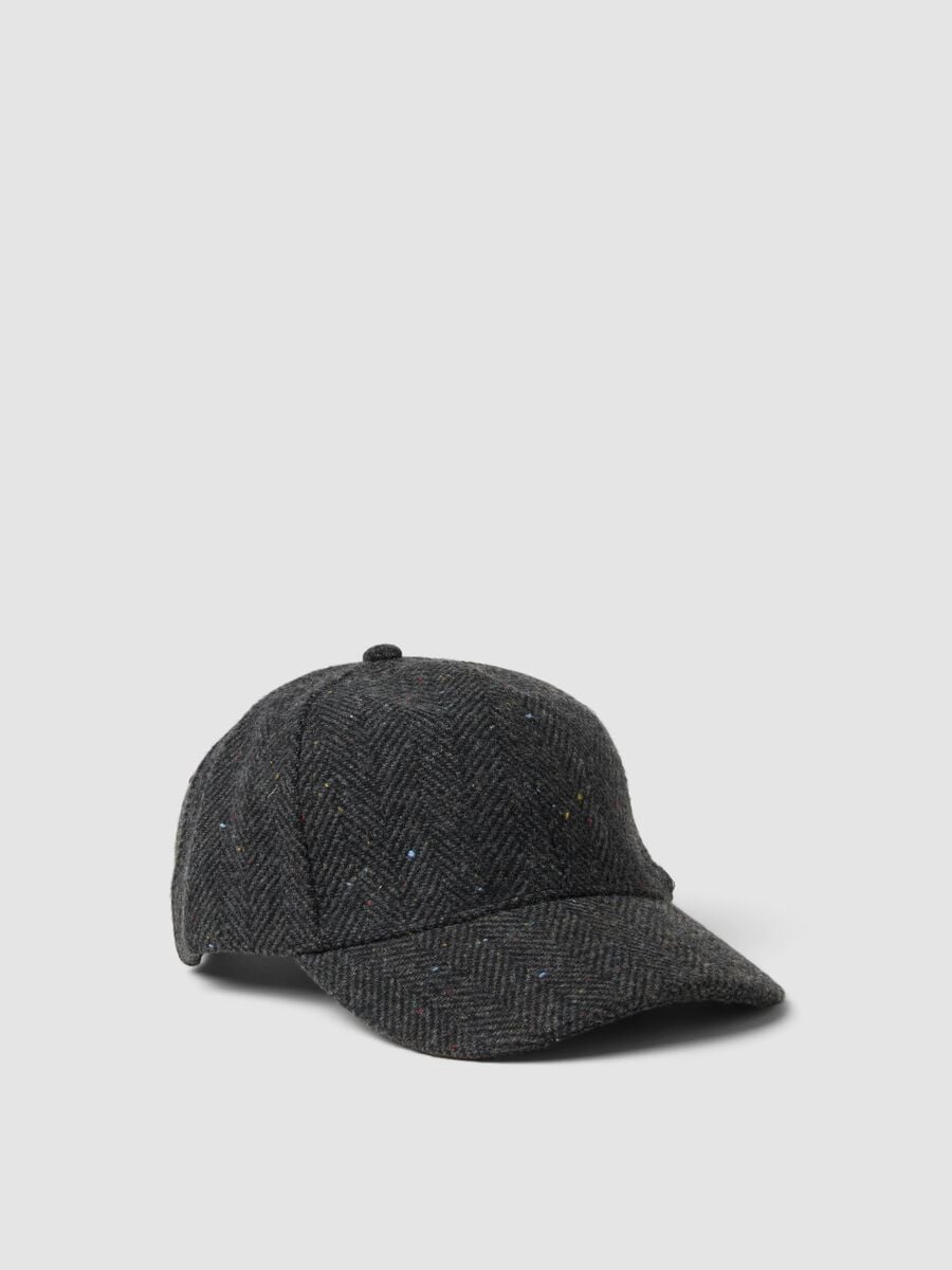 Grey wool and viscose blend baseball cap_0