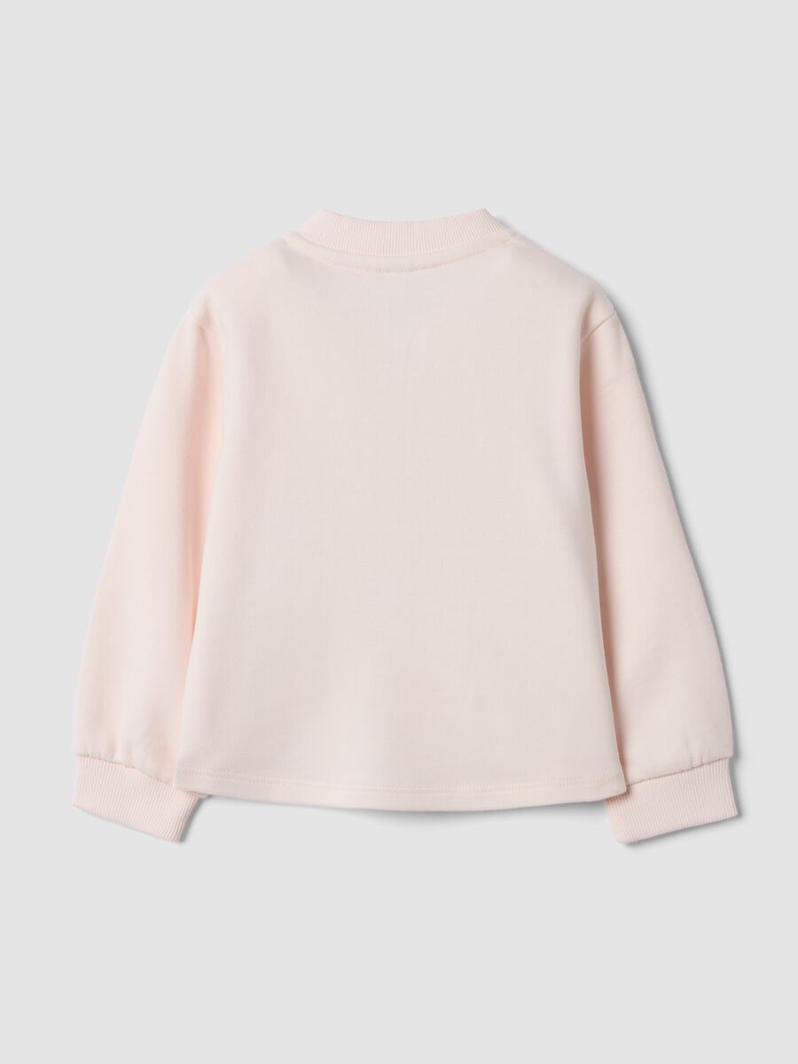 Felpa rosa in puro cotone con girocollo e zip_1