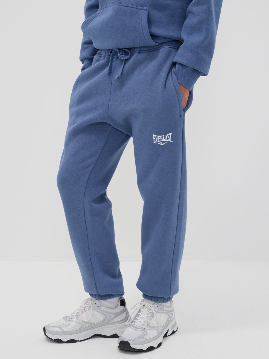 Blue cotton-blend joggers with logo_3