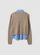 Beige V-neck viscose-blend jumper_2