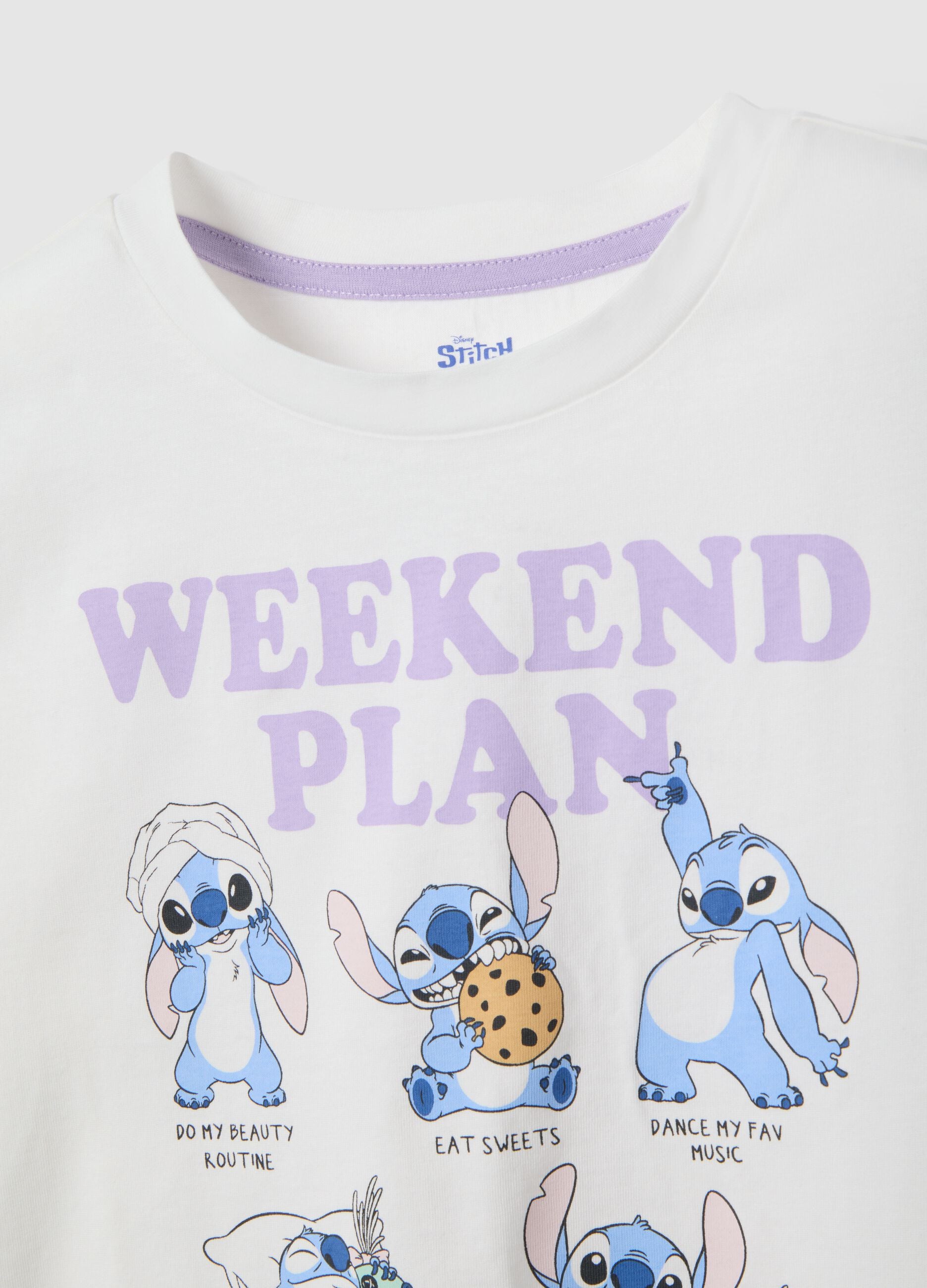 Girls' multicolour short pyjamas in pure cotton with Stitch