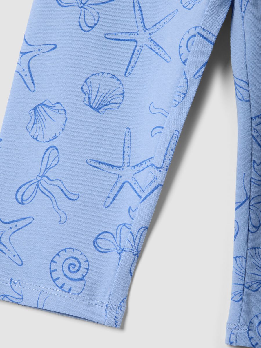 Girls&rsquo; light blue skinny stretch cotton leggings with print_3