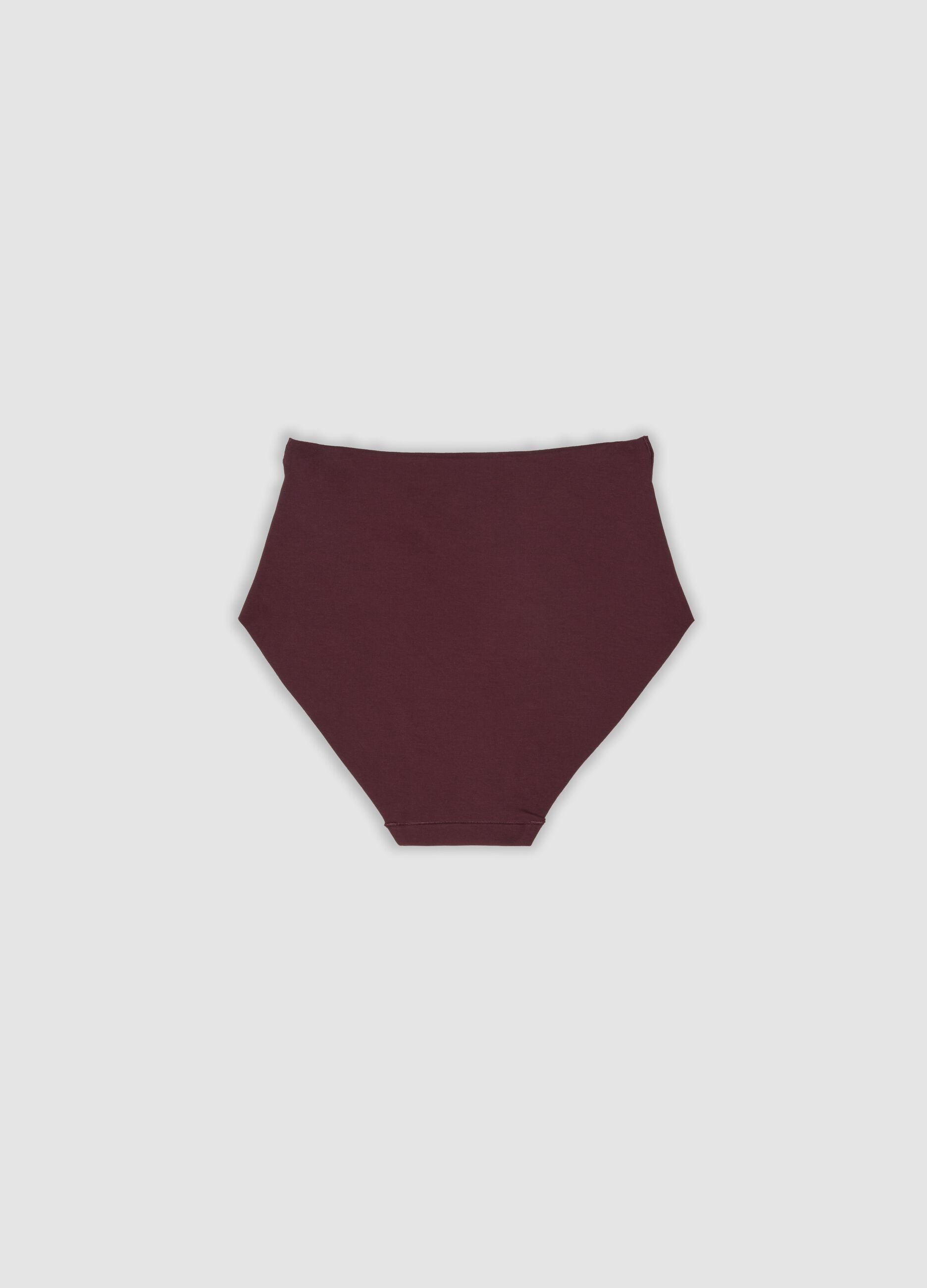 Purple high-waisted briefs in stretch organic cotton