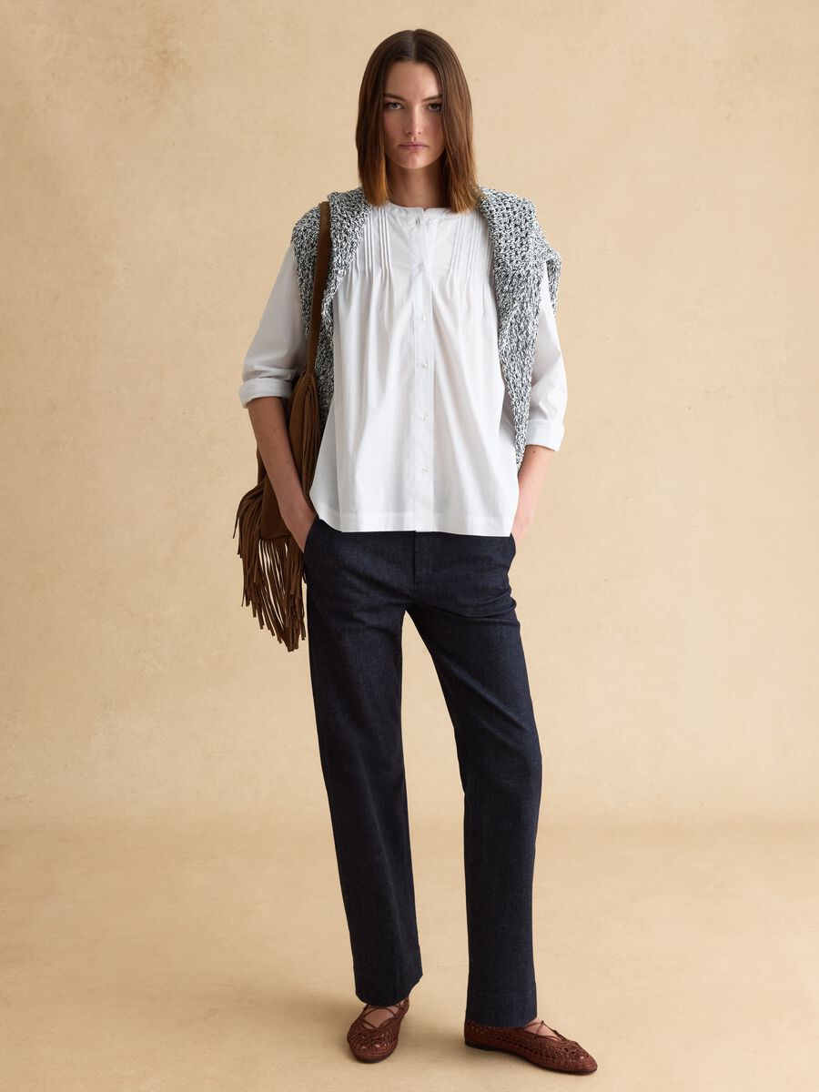 Pantaloni chino in misto cotone blu slim fit_0