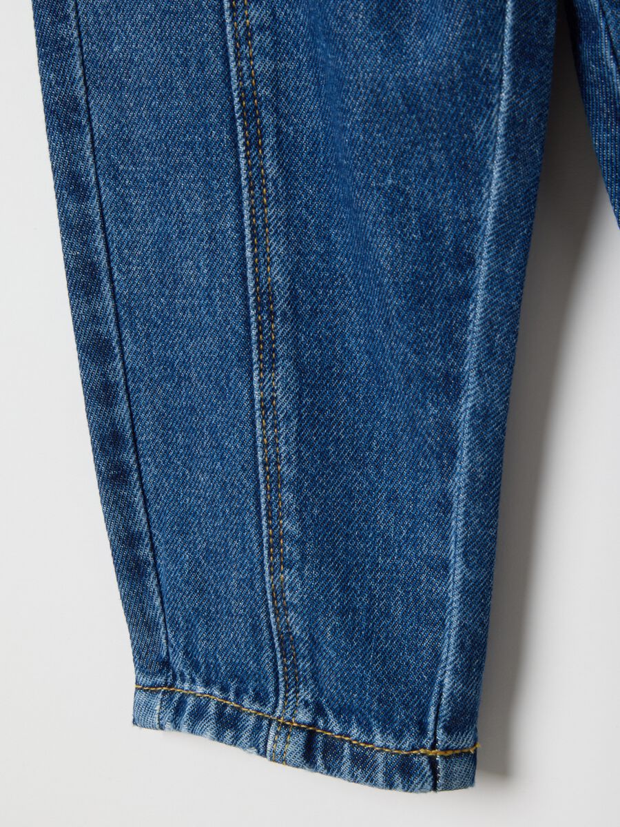 Boys' Regular Fit Blue Denim Pure Cotton Trousers_2