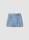 Light blue denim skirt in pure cotton with matching belt for girls_1