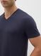 Blue pure organic cotton V-neck T-shirt_3