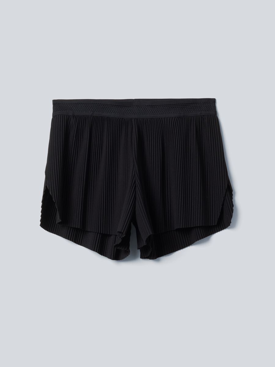 Black ALTAVIA COURT pleated sports shorts in stretch fabric with removable inner short_6