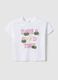 White stretch cotton girl's t-shirt regular fit with print_0