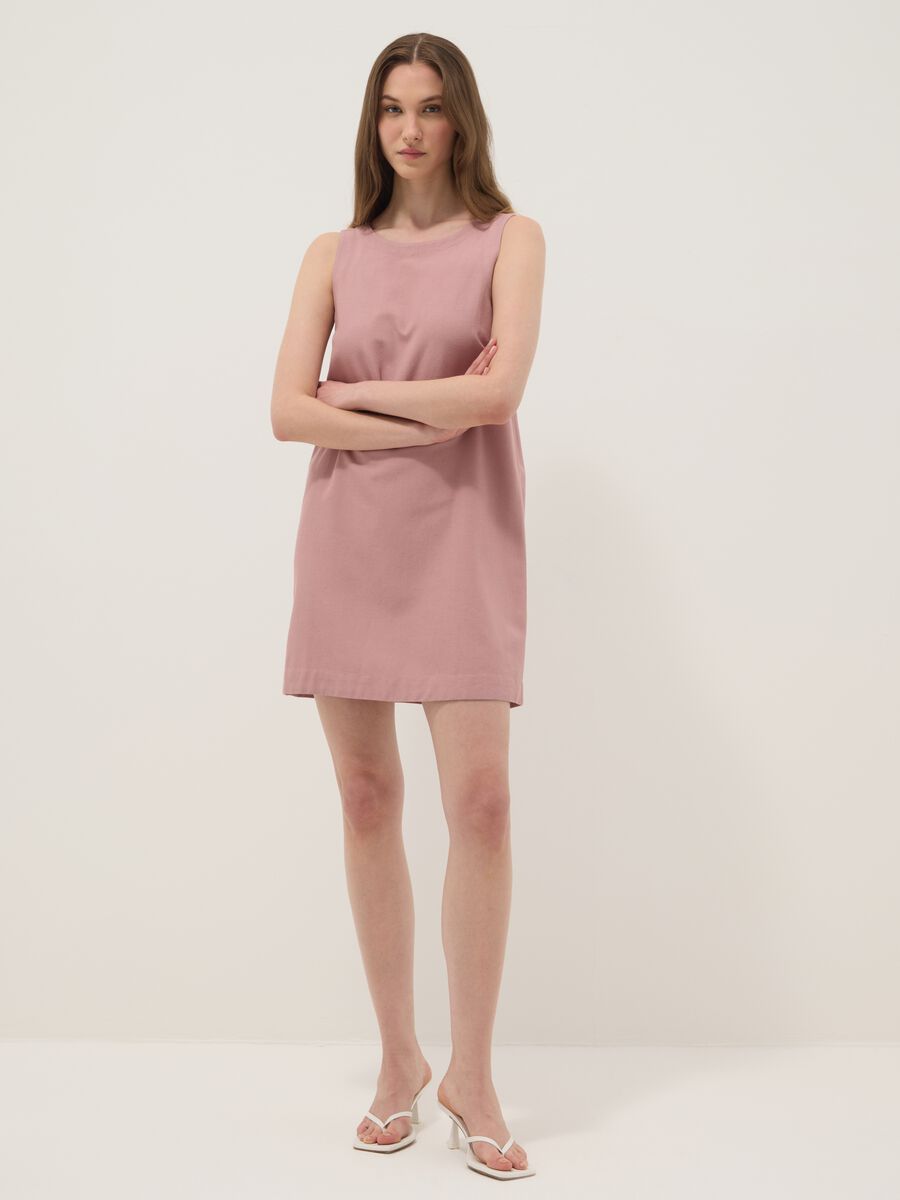 Pink regular-fit dress in a viscose, cotton and linen blend_0