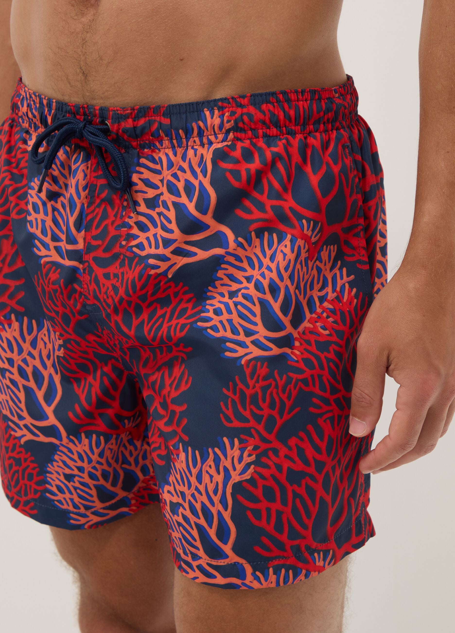 Multicolour coral-print boxer swim shorts