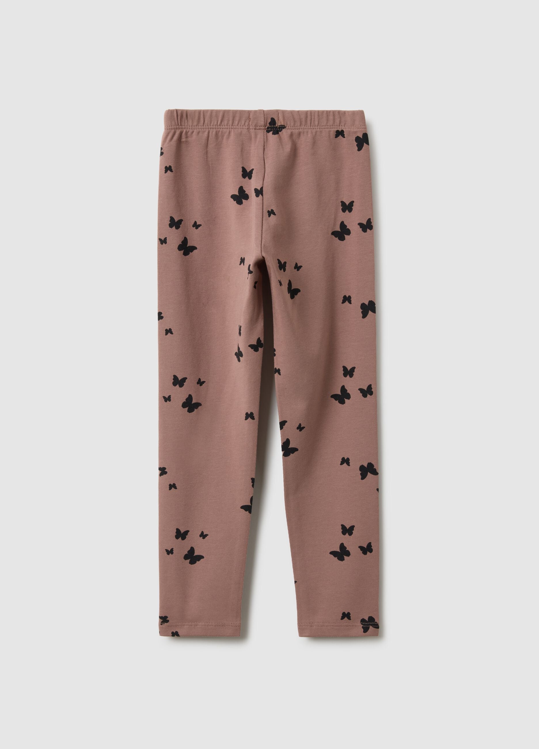 Brown stretch cotton skinny fit leggings for girls