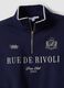Blue half-zip cotton-blend sweatshirt with front lettering, regular fit_1