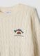 White pure cotton cable-knit jumper with croissant embroidery_5