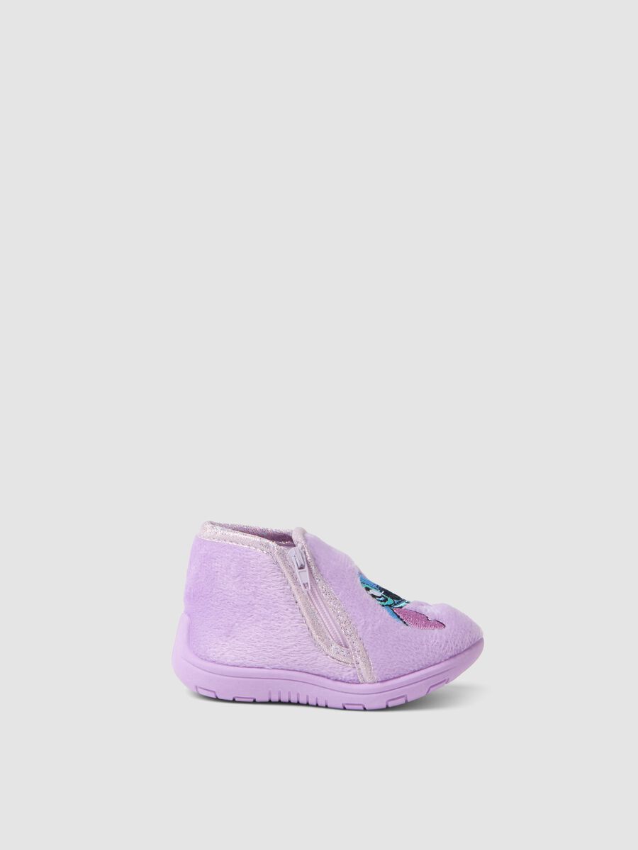 Purple Stitch print baby girl slippers_0