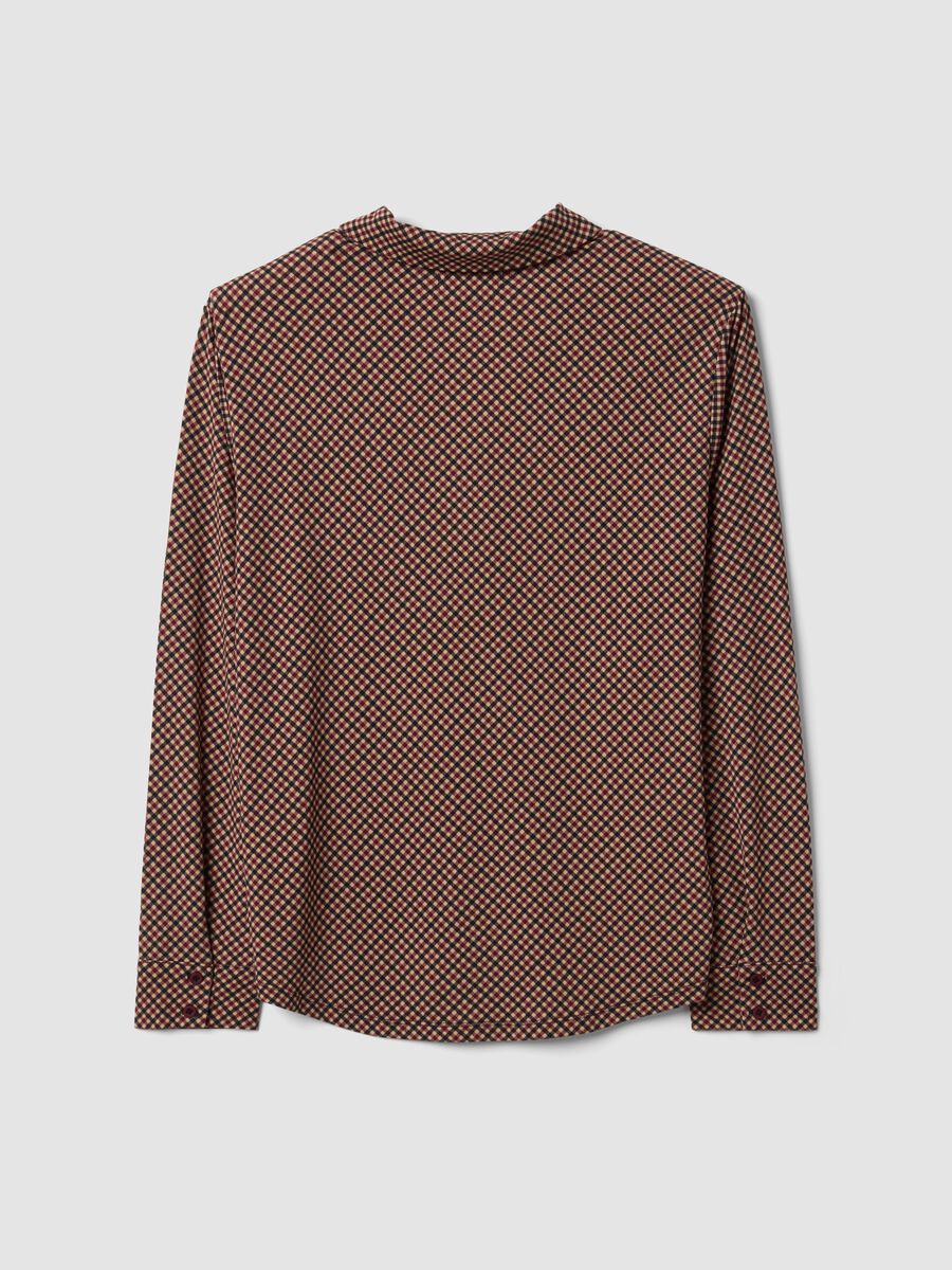 Brown stretch shirt with checked collar, regular fit_2