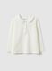 Pure cotton white girl's polo regular fit with ruched details_0